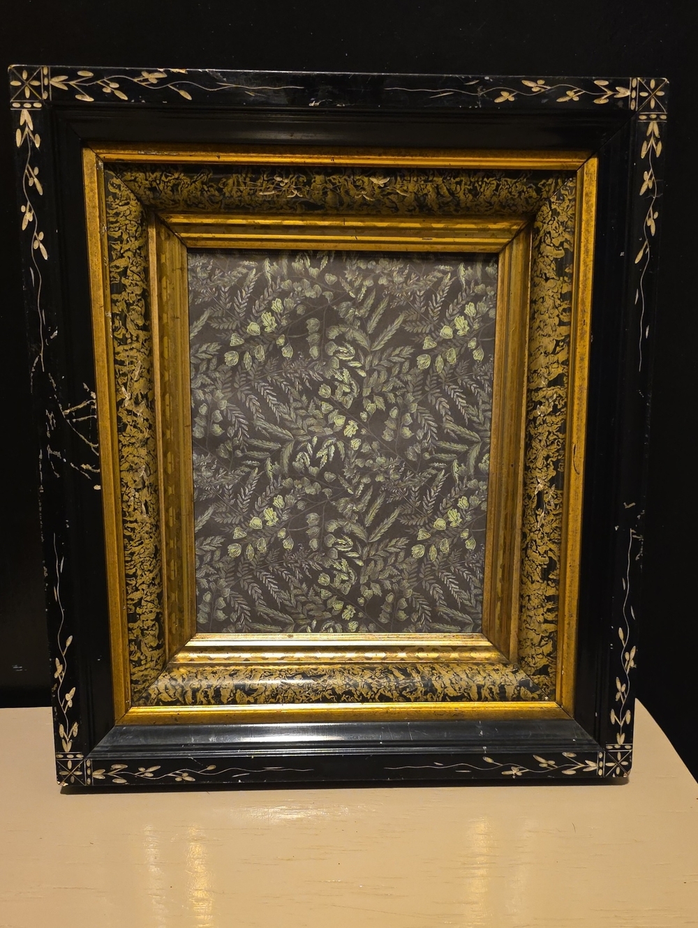 Ornate Triple Inset Wooden Frame No Glass - Inv.548